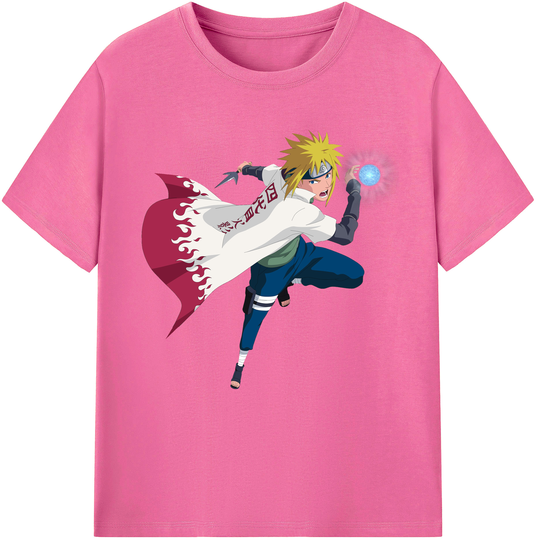 （画像用） NARUTO -ナルト- 波風 ミナト Namikaze Minato レディースカジュアルプリントTシャツ（綿100％）